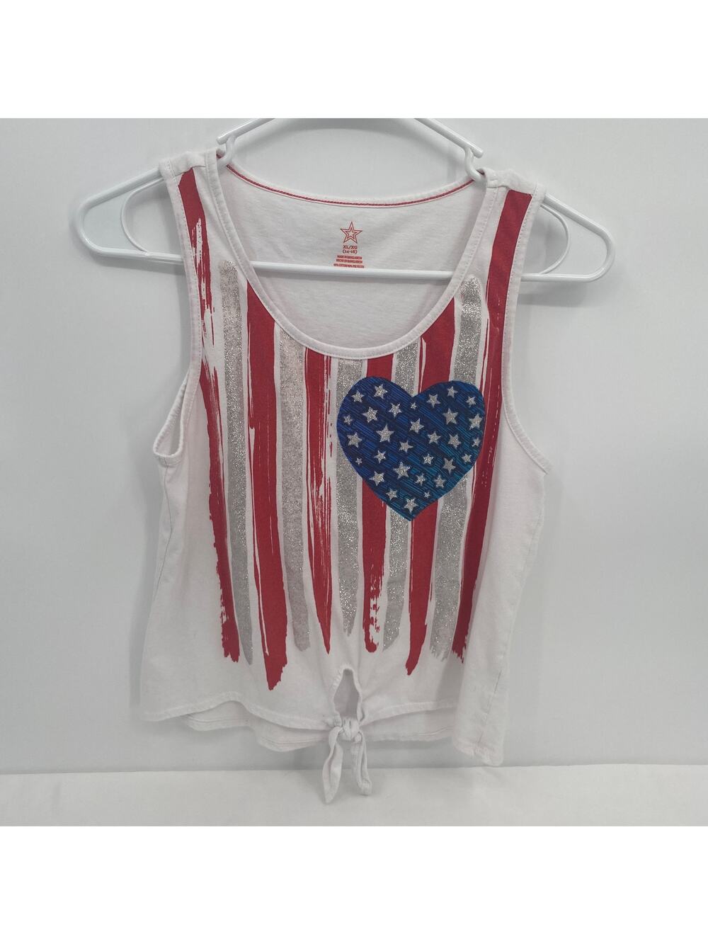 Celebrate Girls Patriotic 4th of July Independence Day Tank Star Heart Flag XL